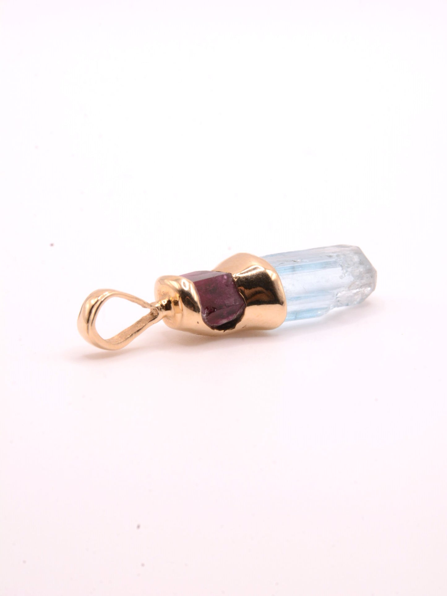 Mount Antero Aquamarine and Red Beryl Pendant