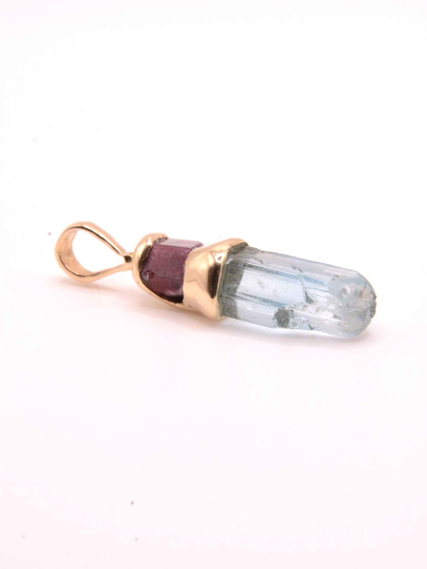 Mount Antero Aquamarine and Red Beryl Pendant