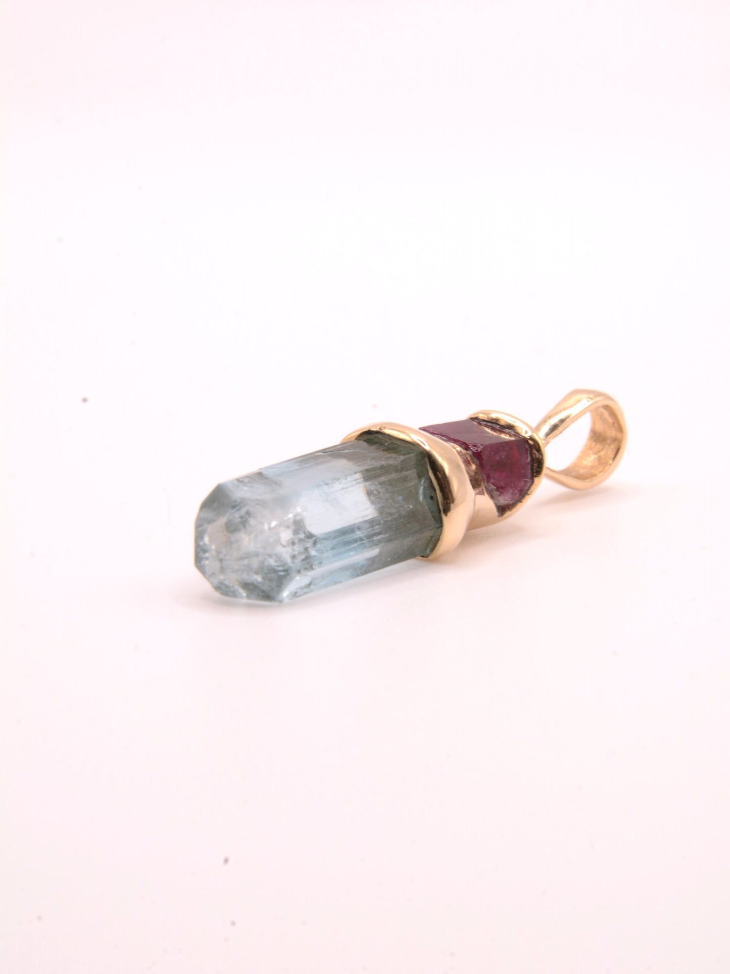 Mount Antero Aquamarine and Red Beryl Pendant