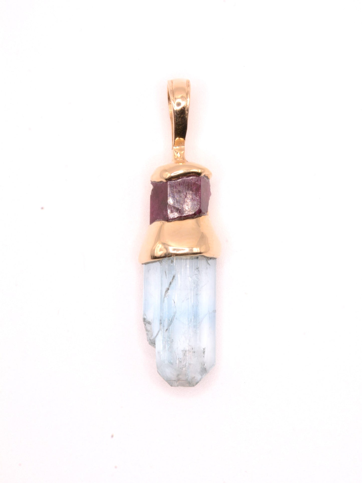 Mount Antero Aquamarine and Red Beryl Pendant